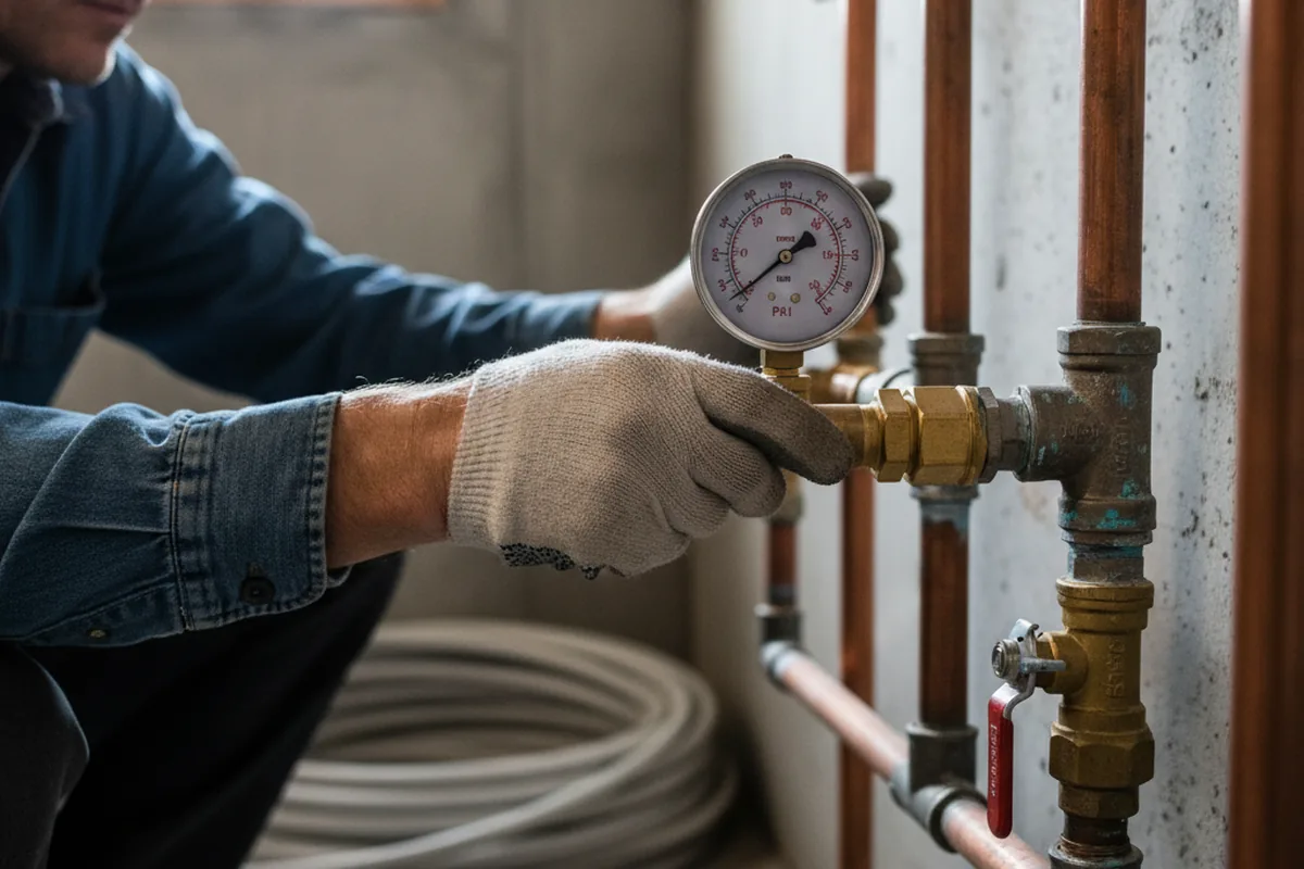 Pressure testing a repaired line during Water Line Repair in Vernalis